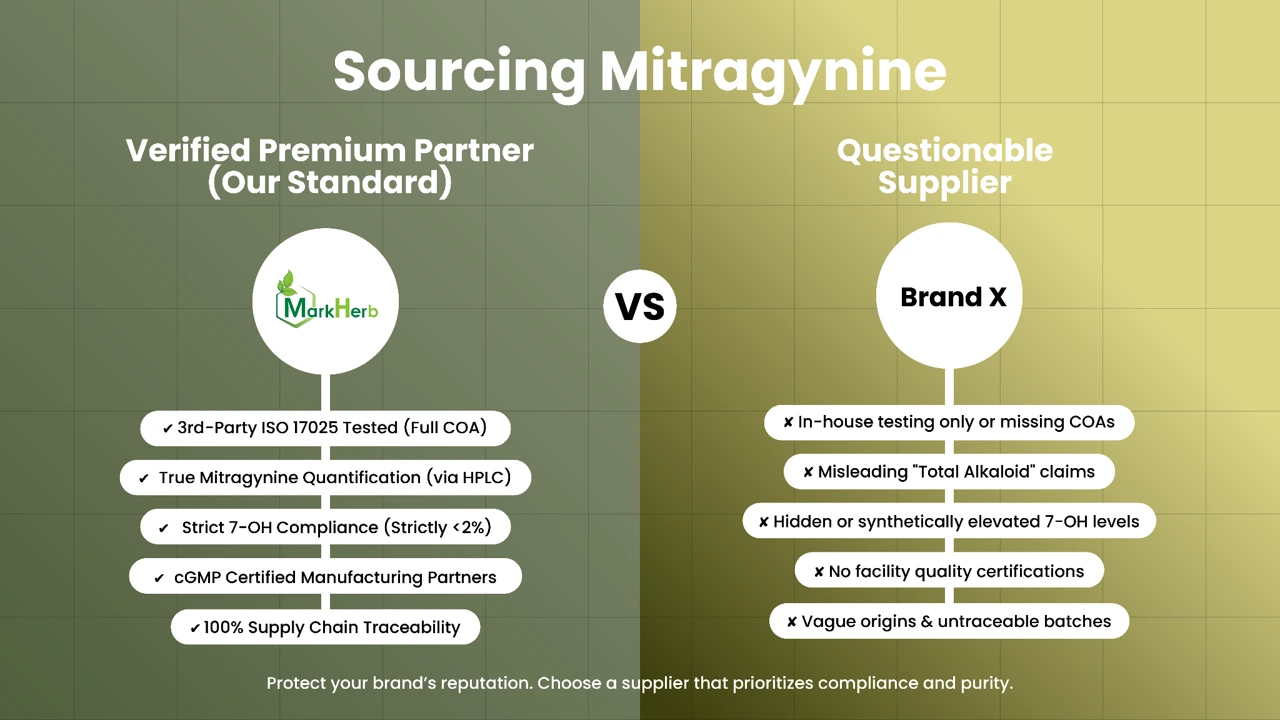 High Quality Mitragynine Supplier vs Questionable Supplier Comparison